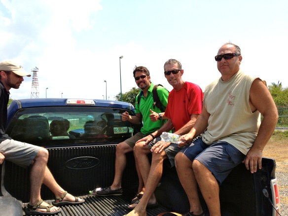 We ride in trucks to immigrations.