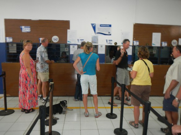 Guatemala border crossing.  I got in trouble for taking this photo, but I needed to get a shot of that dog.