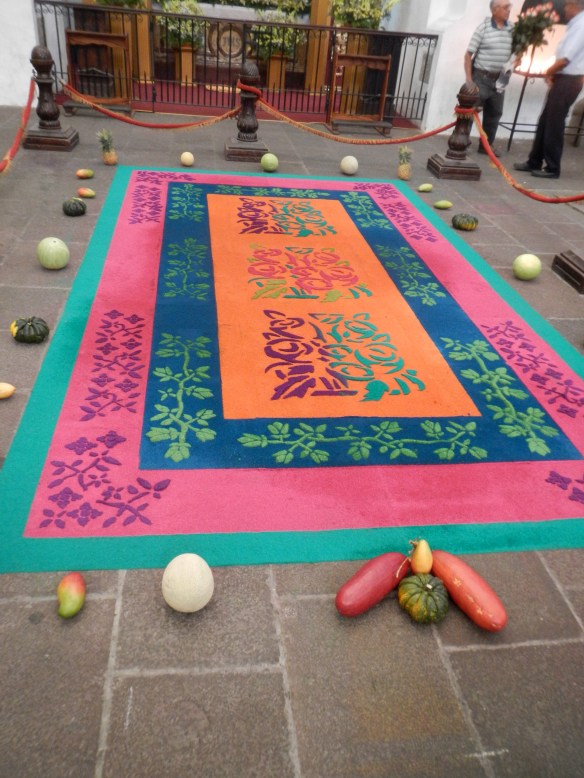 design created with colored rice