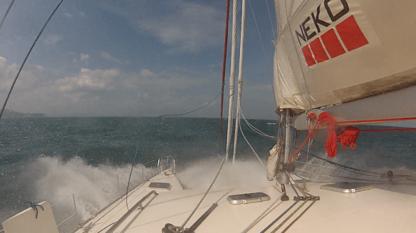 Roller coaster  - motorsailing with just the main