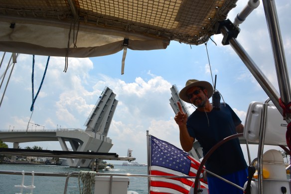 Safely through the 17th Street Bridge.  The first of 5 bridges to get to our new home base in Fort Lauderdale for the next month.