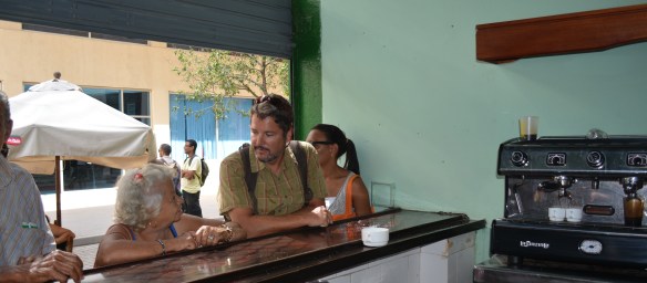Pete and his new friend enjoying a Cuban coffee