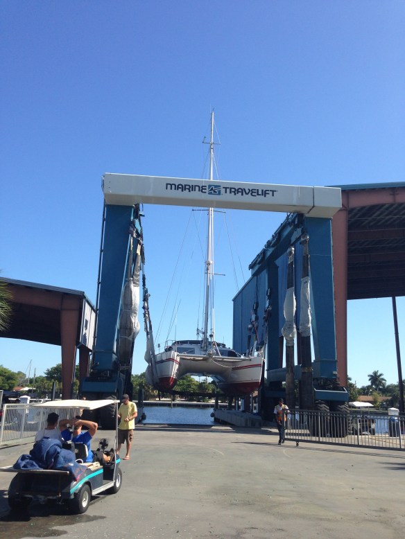 Neko getting hauled out of the water.