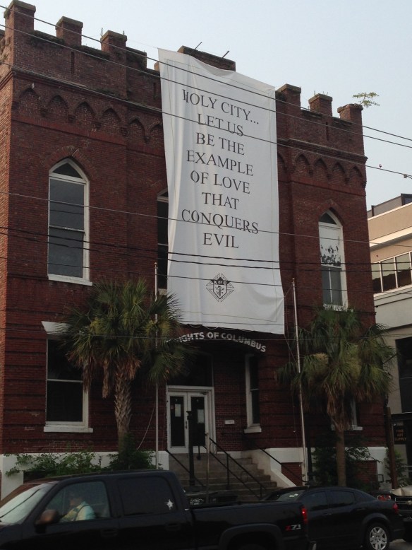 These uplifting banners were found throughout town.